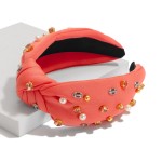 Wholesale game Day Football Pearl Rhinestone Studs Knotted Headband One Fits Mos