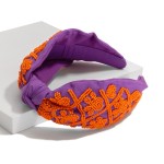 Wholesale game Day Seed Beaded Checkered Paw Print Knotted Headband One Fits Mos