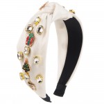 Wholesale velvet Knotted Headband Christmas Pendants Rhinestone Details One Fits