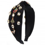 Wholesale velvet Knotted Headband Christmas Pendants Rhinestone Details One Fits