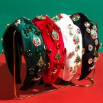 Wholesale velvet Knotted Headband Christmas Pendants Rhinestone Details One Fits