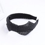 Lattice Straw Headband With Bow Detail 

- One Size Fits Most 