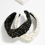Wholesale tweed Tinsel Knotted Headband One Fits Most