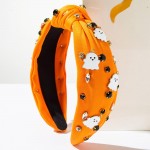 Wholesale enamel Ghost Rhinestone Studded Knotted Headband One Fits Most