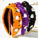 Wholesale enamel Ghost Rhinestone Studded Knotted Headband One Fits Most