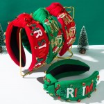 Wholesale mERRY CHRISTMAS Seed Beaded Rhinestone Studded Knotted Headband One F