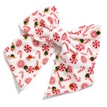 Wholesale candy Cane Print Clip Hair Bow Rhinestone Detailing L