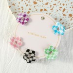 Wholesale set Five Mini Checker Flower Acetate Claw Hair Clips L