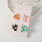 Wholesale set Four Checker Acetate Claw Hair Clips L
