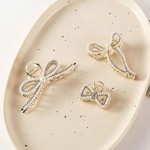 Wholesale set Three Pearl Rhinestone Bow Claw Hair Clips L