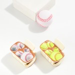 Wholesale embossed Vegan Leather Sports Ball Claw Hair Clip L