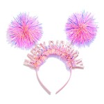 Wholesale glitter Happy Birthday Double Pom Headband One Fits Most