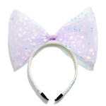 Wholesale sequin Headband Large Tulle Sequin Bow One Fits Most
