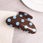 Wholesale polka dot claw hair clip smooth acrylic contrast painted dots mid prof