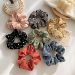 Wholesale polka dot scrunchie soft chiffon fabric generous gathered body grips p