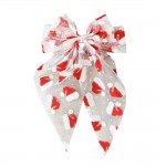 Wholesale holiday print bow hair clip long trailing tails snap base securely fin