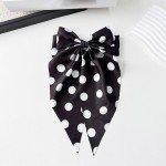 Wholesale long tail bow hair clip polka dot print secure snap base grips fine th