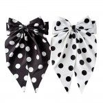 Wholesale long tail bow hair clip polka dot print secure snap base grips fine th