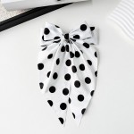 Wholesale long tail bow hair clip polka dot print secure snap base grips fine th