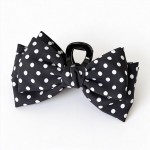 Wholesale polka Dot Bow Claw Clip layered fabric bow classic dot print mounted s