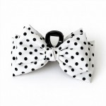 Wholesale polka Dot Bow Claw Clip layered fabric bow classic dot print mounted s