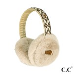 Wholesale c C EMS Aztec Band Earmuff Fur Trim One Adjustable Band Polyester