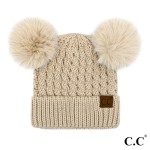 Wholesale c C HAT S Cable Knit Pattern Solid Color Double Pom Beanie One fits mo