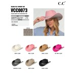 C.C VCC0073
Vegan Cowboy Hat With Rhinestone Trim And Band

- One Size Fits Most
- Brim Approximately 3.5" W 
- 100% Polyester 