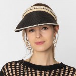 Wholesale do Everything Love Straw Sun Visor Pearl Edge Detail One Fits Most Pap