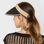 Wholesale do Everything Love Straw Sun Visor Pearl Edge Detail One Fits Most Pap