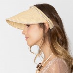 Wholesale do Everything Love Straw Sun Visor Pearl Edge Detail One Fits Most Pap