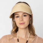 Wholesale do Everything Love Straw Sun Visor Pearl Edge Detail One Fits Most Pap