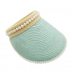 Wholesale do Everything Love Straw Sun Visor Pearl Edge Detail One Fits Most Pap