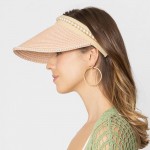 Wholesale do Everything Love Straw Sun Visor Pearl Edge Detail One Fits Most Pap