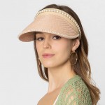 Wholesale do Everything Love Straw Sun Visor Pearl Edge Detail One Fits Most Pap