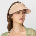 Wholesale do Everything Love Straw Sun Visor Pearl Edge Detail One Fits Most Pap