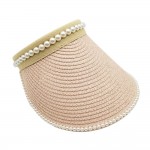 Wholesale do Everything Love Straw Sun Visor Pearl Edge Detail One Fits Most Pap