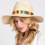 Wholesale straw Panama Hat Stripe Band One Fits Most Internal Adjustable Drawstr