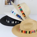 Wholesale straw Panama Hat Stripe Band One Fits Most Internal Adjustable Drawstr