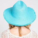 Wholesale frayed Edge Straw Sun Hat One Fits Most Internal Adjustable Drawstring