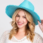 Wholesale frayed Edge Straw Sun Hat One Fits Most Internal Adjustable Drawstring