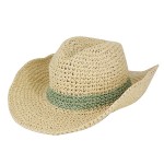 Wholesale woven Straw Sunhat Contrast Band One Fits Most Internal Adjustable Ban