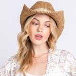 Wholesale woven Straw Sunhat Contrast Band One Fits Most Internal Adjustable Ban
