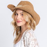 Wholesale woven Straw Sunhat Contrast Band One Fits Most Internal Adjustable Ban