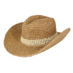 Wholesale woven Straw Sunhat Contrast Band One Fits Most Internal Adjustable Ban