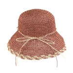 Straw Bucket Hat With Moldable Brim & Straw Bow Detail 

- One Size Fits Most
- 100% Paper 
- Brim 3.25" L