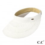 C.C SVH0034 
Fringe Sun Visor 

- One Size Fits Most
- Velcro Adjustable 
- Brim Approximately 4.75"L
- 100% Paper 