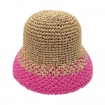 Wholesale do Everything Love Two Woven Straw Bucket Hat One Fits Most Paper