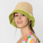 Wholesale do Everything Love Two Woven Straw Bucket Hat One Fits Most Paper