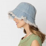 Wholesale do Everything Love Denim Bucket Hat Frayed Edge One Fits Most Internal